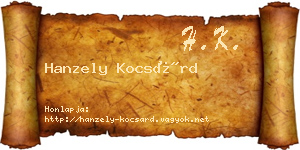 Hanzely Kocsárd névjegykártya